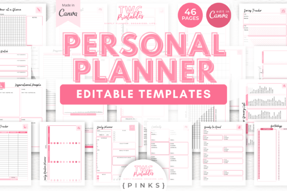 Download Personal Planner Canva Templates | PINKS - Planner Collection