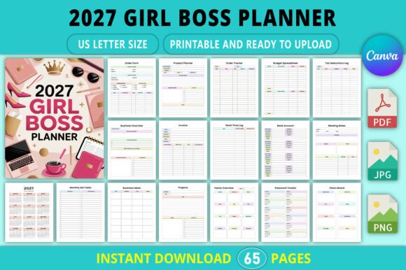 Download Editable 2027 Girl Boss Planner - Planner Collection