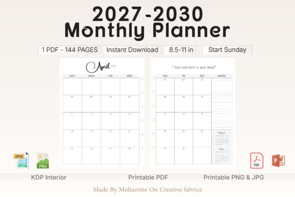 Download 2027–2030 Monthly Planner Printable - Planner Collection