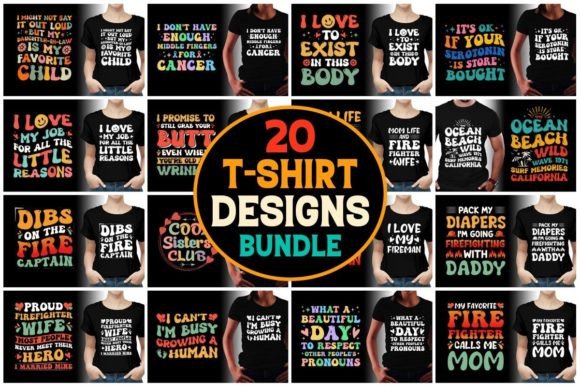 Download Groovy Wavy T-Shirt Designs Bundle - Wavy Collection