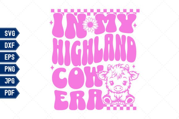 Download In My Highland Cow Era PNG SVG Wavy Text - Wavy Collection