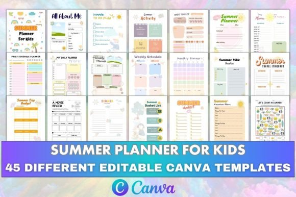 Download Canva Editable Summer Planner for Kids - Planner Collection